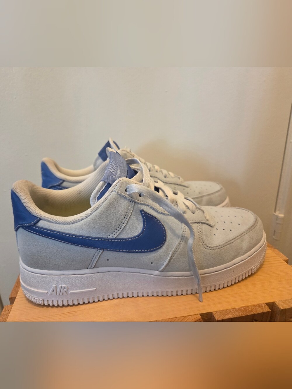 Women's Airforce 1's Sneakers with Blue Swoosh